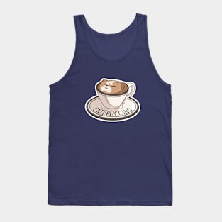 Catppuccino Cute Cartoon Cat Coffee Pun Tank Top